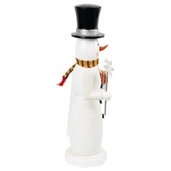 FUNPENY 14" Christmas Decorative Nutcracker, Handmade Wooden Snowman Traditional Nutcracker, Glittery Toy Holiday Present, Festive Collectible Nutcracker, Winter Tabletop Christmas Decorations -Funpeny Shop 312fMWBXh3L