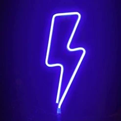 FUNPENY LED Neon Decorative Light, Neon Sign Shaped Decor Light, Lightning Shape Indoor Decor For Christmas Decoration Living Room, Birthday Party, Wedding Party (Blue) -Funpeny Shop 3196qS1GOWL