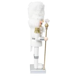 FUNPENY 14" Christmas Decorative Nutcracker Figures, Handmade Wooden Soldier In White Uniform Hold Scepter, Festive Collectible Nutcracker Gift For Indoor Winter Table Desktop Fireplace Decorations -Funpeny Shop 31XZbfgZiML