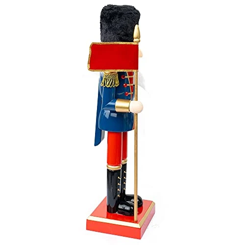 FUNPENY 14" Christmas Decorative Nutcracker Figures, Wooden Blue Soldier In Black Uniform Hold Flag, Festive Collectible Nutcracker Gift For Indoor Winter Table Desktop Fireplace Decorations 5 FUNPENY 14" Christmas Decorative Nutcracker Figures, Wooden Blue Soldier In Black Uniform Hold Flag, Festive Collectible Nutcracker Gift For Indoor Winter Table Desktop Fireplace Decorations - Image 5