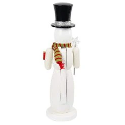 FUNPENY 14" Christmas Decorative Nutcracker, Handmade Wooden Snowman Traditional Nutcracker, Glittery Toy Holiday Present, Festive Collectible Nutcracker, Winter Tabletop Christmas Decorations -Funpeny Shop 31f15026tdL