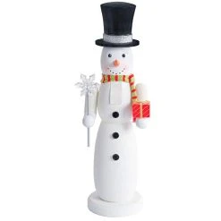 FUNPENY 14" Christmas Decorative Nutcracker, Handmade Wooden Snowman Traditional Nutcracker, Glittery Toy Holiday Present, Festive Collectible Nutcracker, Winter Tabletop Christmas Decorations
