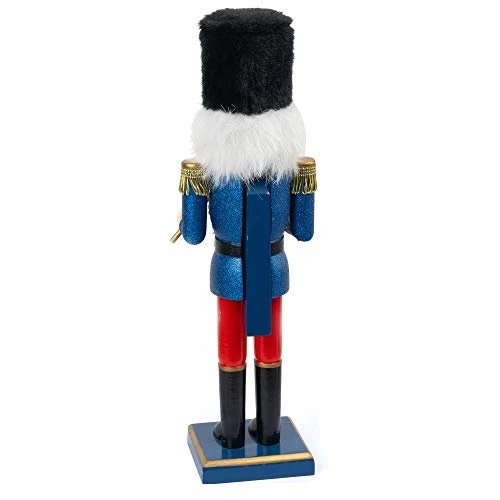 FUNPENY 14" Christmas Decorative Nutcracker, Handmade Wooden Glittery Guard In Blue Traditional Uniform, Figures Soldier Toy Present, Festive Collectible Nutcracker Tabletop Christmas Decorations 6 FUNPENY 14" Christmas Decorative Nutcracker, Handmade Wooden Glittery Guard In Blue Traditional Uniform, Figures Soldier Toy Present, Festive Collectible Nutcracker Tabletop Christmas Decorations - Image 6