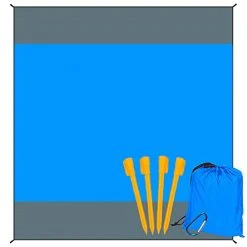 FUNPENY Beach Blanket, Extra Large 79"x83" Waterproof Sandproof Picnic Mat For Outdoor Travel Hiking Holiday Trip Pool Party (Blue)