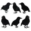 FUNPENY Halloween Black Feathered Crows, Lifelik Halloween Decoration Birds With Real Feather (6 Pack)