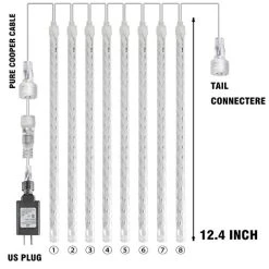 FUNPENY Meteor Shower Rain Lights, 288 LED Christmas Lights Icicle Snow Falling Christmas Lights Outdoor Raindrop Lights, 30cm 8 Tubes Xmas Tree Holiday Decoration (Warm White) 14 FUNPENY Meteor Shower Rain Lights, 288 LED Christmas Lights Icicle Snow Falling Christmas Lights Outdoor Raindrop Lights, 30cm 8 Tubes Xmas Tree Holiday Decoration (Warm White) -Funpeny Shop 412QTV5UzYL