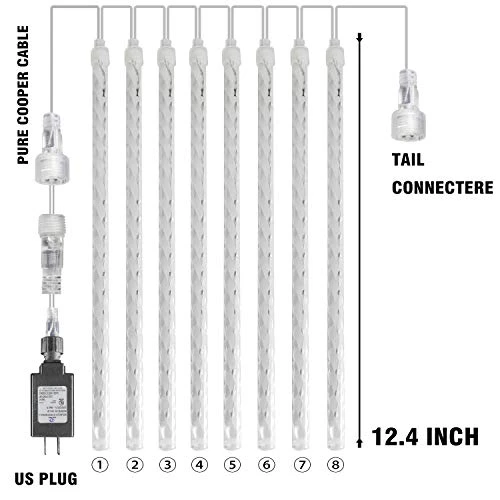 FUNPENY Meteor Shower Rain Lights, 288 LED Christmas Lights Icicle Snow Falling Christmas Lights Outdoor Raindrop Lights, 30cm 8 Tubes Xmas Tree Holiday Decoration (Warm White) 3 FUNPENY Meteor Shower Rain Lights, 288 LED Christmas Lights Icicle Snow Falling Christmas Lights Outdoor Raindrop Lights, 30cm 8 Tubes Xmas Tree Holiday Decoration (Warm White) - Image 3