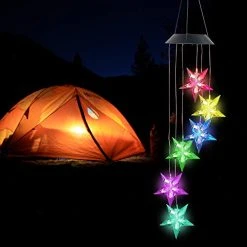 FUNPENY Solar Wind Chimes Star Lights, Gifts For Mom, Grandma, Solar Mobiles Hanging Color Changing LED Lights Outdoor Waterproof Yard Garden Decorations, Friendship Wind Chimes -Funpeny Shop 412xeYtzivL