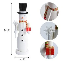 FUNPENY 14" Christmas Decorative Nutcracker, Handmade Wooden Snowman Traditional Nutcracker, Glittery Toy Holiday Present, Festive Collectible Nutcracker, Winter Tabletop Christmas Decorations -Funpeny Shop 414DHEfIdL