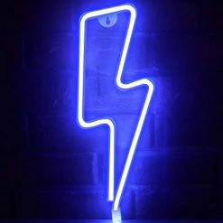 FUNPENY LED Neon Decorative Light, Neon Sign Shaped Decor Light, Lightning Shape Indoor Decor For Christmas Decoration Living Room, Birthday Party, Wedding Party (Blue)
