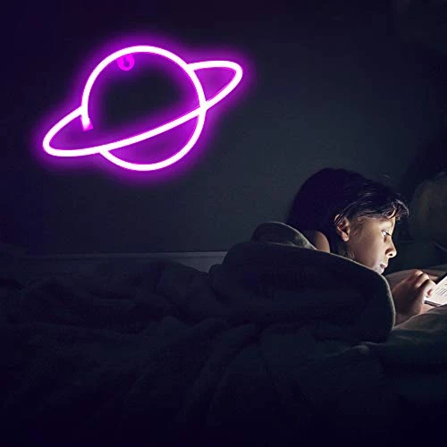 FUNPENY Planet Neon Signs LED Night Lights USB Charging/Battery Operated Neon Wall Lights Ramadan Decorative Lights For Wedding, Birthday Party (Battery Not Included) (Pink Planet- Pink Ring) 6 FUNPENY Planet Neon Signs LED Night Lights USB Charging/Battery Operated Neon Wall Lights Ramadan Decorative Lights For Wedding, Birthday Party (Battery Not Included) (Pink Planet- Pink Ring) - Image 6