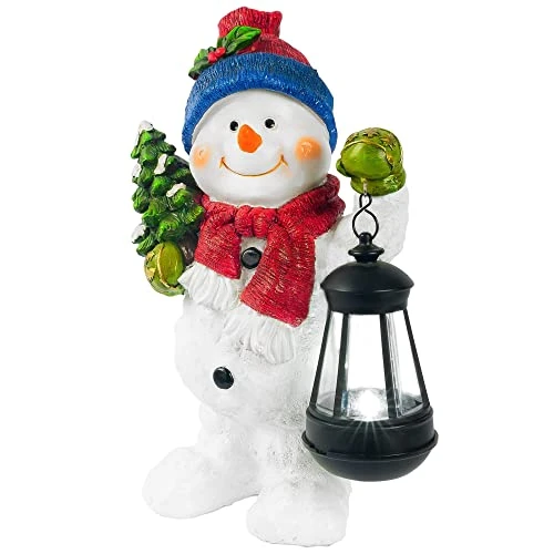 FUNPENY Christmas 12 Inch Resin Snowman Decorations , Cute Snowman Figurines Table Statues Collectibles With Solar Lights For Xmas Indoor Home Bathroom Desk Top Décor 2 FUNPENY Christmas 12 Inch Resin Snowman Decorations , Cute Snowman Figurines Table Statues Collectibles With Solar Lights For Xmas Indoor Home Bathroom Desk Top Décor - Image 2