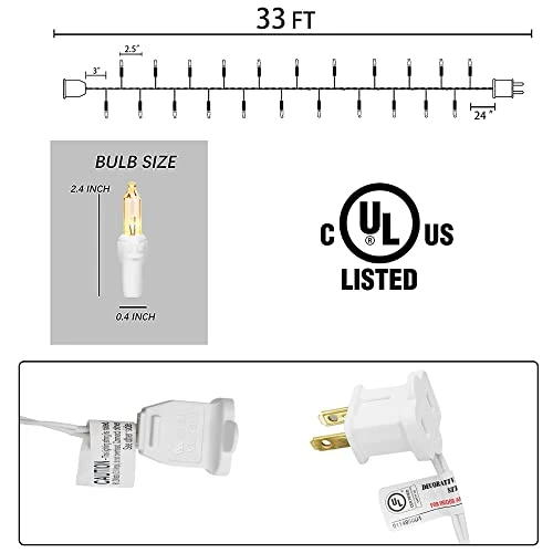 FUNPENY Christmas Lights, 150 Count 33FT Incandescent Mini String Lights White Wire, 110V UL Certified Fairy Lights For Indoor Outdoor Christmas Tree Xmas Party Home Decorations (Warm White) 2 FUNPENY Christmas Lights, 150 Count 33FT Incandescent Mini String Lights White Wire, 110V UL Certified Fairy Lights For Indoor Outdoor Christmas Tree Xmas Party Home Decorations (Warm White) - Image 2