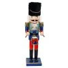 FUNPENY 14" Christmas Decorative Nutcracker, Handmade Wooden Glittery Guard In Blue Traditional Uniform, Figures Soldier Toy Present, Festive Collectible Nutcracker Tabletop Christmas Decorations
