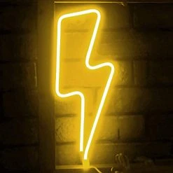 Funpeny LED Neon Decorative Light, Neon Sign Shaped Decor Light, Lightning Shape Indoor Decor For Halloween Decoration Living Room, Birthday Party, Wedding Party (Warm White)