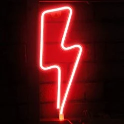Funpeny LED Neon Decorative Light, Neon Sign Shaped Decor Light, Lightning Shape Indoor Decor For Halloween Decoration Living Room, Birthday Party, Wedding Party (Red)