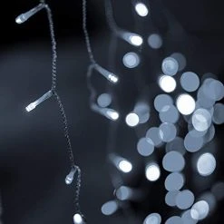 FUNPENY Christmas Icicle Lights Outdoor, 360 LED 29.5 FT Clear Wire Christmas Lights 8 Modes, Curtain Fairy String Lights With 60 Drops For Xmas Wedding Party Tree Holiday Decoration, White -Funpeny Shop 41VIuirZ3L