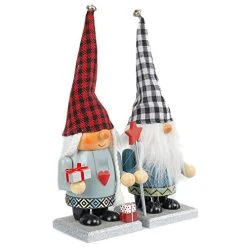 FUNPENY 11" Christmas Decorative Nutcracker, 2 Set Handmade Wooden Gnome Plush Scandinavian Swedish Tomte, Elf Toy Holiday Present, Festive Collectible Nutcracker, Tabletop Christmas Decorations -Funpeny Shop 41XKjnhGzjL