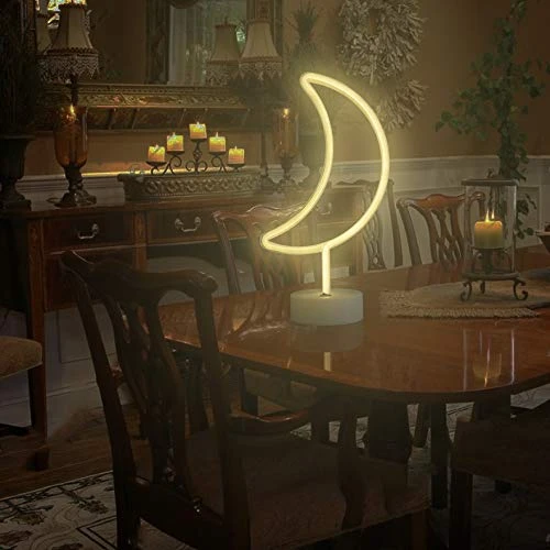 Funpeny Moon Neon Signs, LED Ramadan Festival Moon Neon Lights, Decor For Table,Desk,Indoors,Home Bedroom Decorations USB Charging & Battery 2 Funpeny Moon Neon Signs, LED Ramadan Festival Moon Neon Lights, Decor For Table,Desk,Indoors,Home Bedroom Decorations USB Charging & Battery - Image 2