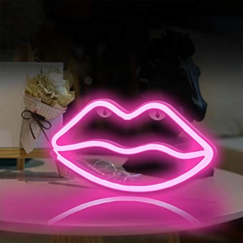 Funpeny LED Neon Decorative Light, Neon Sign Shaped Decor Light, USB Charging & Battery Indoor Decor For Living Room, Birthday Party, Wedding Party (Pink Lip) 2 Funpeny LED Neon Decorative Light, Neon Sign Shaped Decor Light, USB Charging & Battery Indoor Decor For Living Room, Birthday Party, Wedding Party (Pink Lip) - Image 2