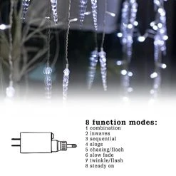 FUNPENY Icicle Lights With Ice Cone, Outdoor Dripping Christmas Light With Ice Cone, 360 LED 8 Modes Clear Wire Curtain Lights 60 Drops, Indoor Xmas Holiday Wedding Party Decor, White -Funpeny Shop 41b16gaIp9L