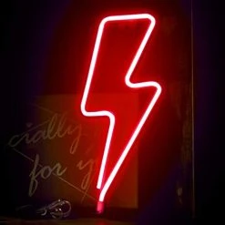 Funpeny LED Neon Decorative Light, Neon Sign Shaped Decor Light, Lightning Shape Indoor Decor For Halloween Decoration Living Room, Birthday Party, Wedding Party (Red) -Funpeny Shop 41b1QfmZZML