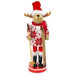 FUNPENY 17" Christmas Decorative Nutcracker, Handmade Wooden Reindeer Skier, Elk Toy Holiday Present, Festive Collectible Nutcracker, Winter Tabletop Christmas Decorations -Funpeny Shop 41bRu4IAL