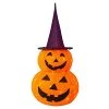FUNPENY 3FT Halloween Collapsible Pumpkin Decorations, Light Up 50 LED Pumpkin With Hat 8 Lighted Mode, Pop Up Jack-o-Lantern With Metal Stand For Indoor Outdoor Yard Holiday Decor (Purple Hat)