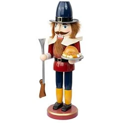 FUNPENY 14 Inch Halloween Fall Decorations, Wooden Soldier Nutcracker Figures Hold Turkey, Collectible Ornament For Table Desktop Fireplace Fall Home Thanksgiving Christmas Decor -Funpeny Shop 41cj3yTasVL
