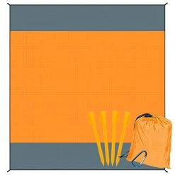 FUNPENY Beach Blanket, Extra Large 79"x83" Waterproof Sandproof Picnic Mat For Outdoor Travel Hiking Holiday Trip Pool Party (Orange)