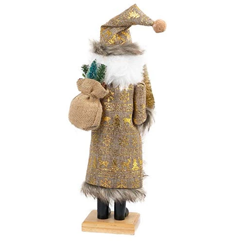 FUNPENY 19" Christmas Decorative Nutcracker, Handmade Wooden Santa Traditional Nutcracker In Flannel Ful Golden Coat, Festive Collectible Nutcracker, Winter Tabletop Christmas Decoration 6 FUNPENY 19" Christmas Decorative Nutcracker, Handmade Wooden Santa Traditional Nutcracker In Flannel Ful Golden Coat, Festive Collectible Nutcracker, Winter Tabletop Christmas Decoration - Image 6