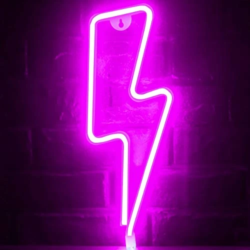 Funpeny Lightning Neon Signs, LED Ramadan Festival Pink Lightning Neon Lights, Decor For Table,Desk,Indoors,Home Bedroom Decorations USB Charging & Battery 1 Funpeny Lightning Neon Signs, LED Ramadan Festival Pink Lightning Neon Lights, Decor For Table,Desk,Indoors,Home Bedroom Decorations USB Charging & Battery