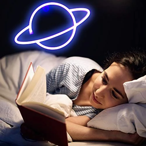 FUNPENY Planet Neon Signs LED Night Lights USB Charging/Battery Operated Wall Lights Neon Ramadan Decorative Lights For Wedding, Birthday Party (Battery Not Included) (Blue Planet- Blue Ring) 5 FUNPENY Planet Neon Signs LED Night Lights USB Charging/Battery Operated Wall Lights Neon Ramadan Decorative Lights For Wedding, Birthday Party (Battery Not Included) (Blue Planet- Blue Ring) - Image 5