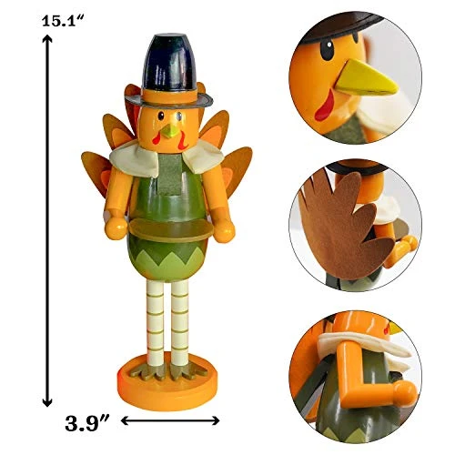 FUNPENY Thanksgiving Fall Decoration, 14 Inch Handmade Turkey Collectible Wooden Handmade Nutcracker For Fall Thanksgiving Christmas Home Table Decor 4 FUNPENY Thanksgiving Fall Decoration, 14 Inch Handmade Turkey Collectible Wooden Handmade Nutcracker For Fall Thanksgiving Christmas Home Table Decor - Image 4