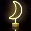 Funpeny Moon Neon Signs, LED Ramadan Festival Moon Neon Lights, Decor For Table,Desk,Indoors,Home Bedroom Decorations USB Charging & Battery