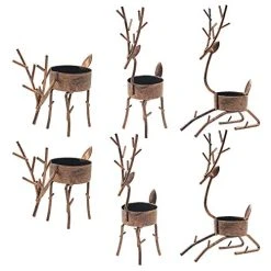 Funpeny Reindeer Tea Light Candle Holders, 6 Pack Iron Christmas Decoration For Party Dining Table Centerpeice Decorative