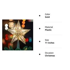 FUNPENY 8-Inch Gold Glittered 5 Point Star Treetop -Funpeny Shop 41s8y4h0AJL