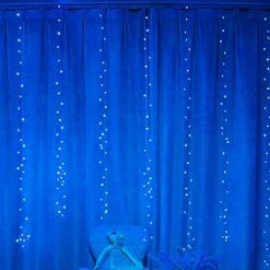 FUNPENY Window Curtain String Lights, 300 LED 8 Lighting Modes Fairy Lights USB Powered, Waterproof Lights For Christmas Bedroom Party Wedding Home Garden Wall Decorations, Blue -Funpeny Shop 41tlUsPQLfL