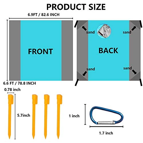 FUNPENY Beach Blanket, Extra Large 79"x83" Waterproof Sandproof Picnic Mat For Outdoor Travel Hiking Holiday Trip Pool Party (Green) 5 FUNPENY Beach Blanket, Extra Large 79"x83" Waterproof Sandproof Picnic Mat For Outdoor Travel Hiking Holiday Trip Pool Party (Green) - Image 5