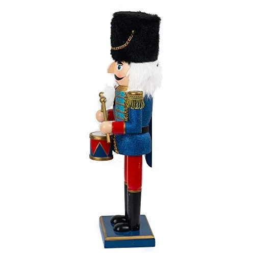 FUNPENY 14" Christmas Decorative Nutcracker, Handmade Wooden Glittery Guard In Blue Traditional Uniform, Figures Soldier Toy Present, Festive Collectible Nutcracker Tabletop Christmas Decorations 5 FUNPENY 14" Christmas Decorative Nutcracker, Handmade Wooden Glittery Guard In Blue Traditional Uniform, Figures Soldier Toy Present, Festive Collectible Nutcracker Tabletop Christmas Decorations - Image 5