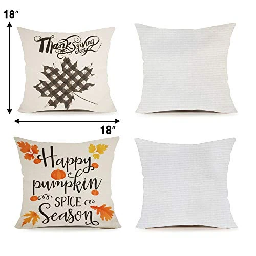 FUNPENY Thanksgiving Decorations, Set Of 4 Thanksgiving Pillow Covers 18 X 18 Inch Fall Pmupkin Maple Leaves Pillowcovers For Sofa, Car, Couch, Bed Farmhouse (Inserts Are Not Include) 4 FUNPENY Thanksgiving Decorations, Set Of 4 Thanksgiving Pillow Covers 18 X 18 Inch Fall Pmupkin Maple Leaves Pillowcovers For Sofa, Car, Couch, Bed Farmhouse (Inserts Are Not Include) - Image 4