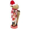FUNPENY 17" Christmas Decorative Nutcracker, Handmade Wooden Reindeer Skier, Elk Toy Holiday Present, Festive Collectible Nutcracker, Winter Tabletop Christmas Decorations