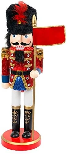 FUNPENY 14" Christmas Decorative Nutcracker, Handmade Wooden Glittery Guard In Blue Traditional Uniform, Figures Soldier Toy Present, Festive Collectible Nutcracker Tabletop Christmas Decorations 12 FUNPENY 14" Christmas Decorative Nutcracker, Handmade Wooden Glittery Guard In Blue Traditional Uniform, Figures Soldier Toy Present, Festive Collectible Nutcracker Tabletop Christmas Decorations - Image 12