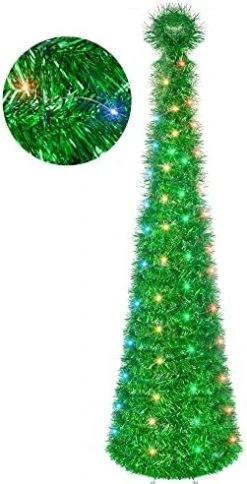 FUNPENY 5 FT Pop Up St. Patrick's Day Tree, 50 LED Multi-Colored Lighted Artificial Tinsel Tree, Battery Operated Pencil Tree Christmas Decoraitons Indoor Outdoor For Holiday Home Party Decor, Green 16 FUNPENY 5 FT Pop Up St. Patrick's Day Tree, 50 LED Multi-Colored Lighted Artificial Tinsel Tree, Battery Operated Pencil Tree Christmas Decoraitons Indoor Outdoor For Holiday Home Party Decor, Green -Funpeny Shop 41x20QRgjXL. AC 1