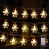 FUNPENY 100 LED Christmas Snowflake String Lights, 49 FT Waterproof Connectable Fairy Light Plug In With 8 Modes For Indoor Outdoor Wedding Xmas Tree Party Garden Decorations, Warm White