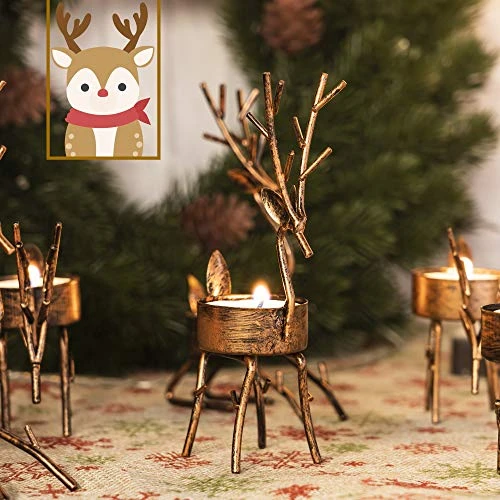 Funpeny Reindeer Tea Light Candle Holders, 6 Pack Iron Christmas Decoration For Party Dining Table Centerpeice Decorative 6 Funpeny Reindeer Tea Light Candle Holders, 6 Pack Iron Christmas Decoration For Party Dining Table Centerpeice Decorative - Image 6