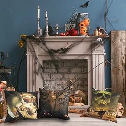 FUNPENY Halloween Decor, Set Of 4 Halloween Pillow Covers 18 X 18 Inch Skull Jack-O-Lantern Cushion Covers For Halloween (Inserts Are Not Include) -Funpeny Shop 511 hsG9SEL