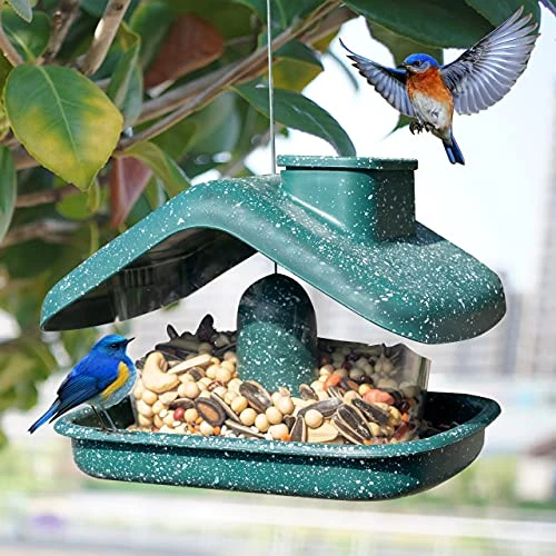 FUNPENY Bird Feeders For Outdoors Hanging, Wild Bird Feeders For Outside Clearance, Yard Lawn Garden Decorations (Green) 2 FUNPENY Bird Feeders For Outdoors Hanging, Wild Bird Feeders For Outside Clearance, Yard Lawn Garden Decorations (Green) - Image 2