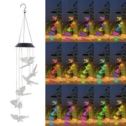 FUNPENY Solar Wind Chimes Lights, Gifts For Mom, Grandma, Solar Mobiles Hanging Color Changing LED Lights Outdoor Waterproof Yard Garden Decorations, Friendship Wind Chimes (Butterfly) -Funpeny Shop 511hto5St3L