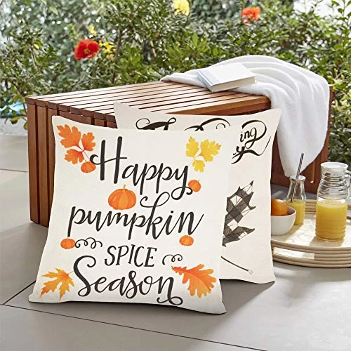 FUNPENY Thanksgiving Decorations, Set Of 4 Thanksgiving Pillow Covers 18 X 18 Inch Fall Pmupkin Maple Leaves Pillowcovers For Sofa, Car, Couch, Bed Farmhouse (Inserts Are Not Include) 5 FUNPENY Thanksgiving Decorations, Set Of 4 Thanksgiving Pillow Covers 18 X 18 Inch Fall Pmupkin Maple Leaves Pillowcovers For Sofa, Car, Couch, Bed Farmhouse (Inserts Are Not Include) - Image 5